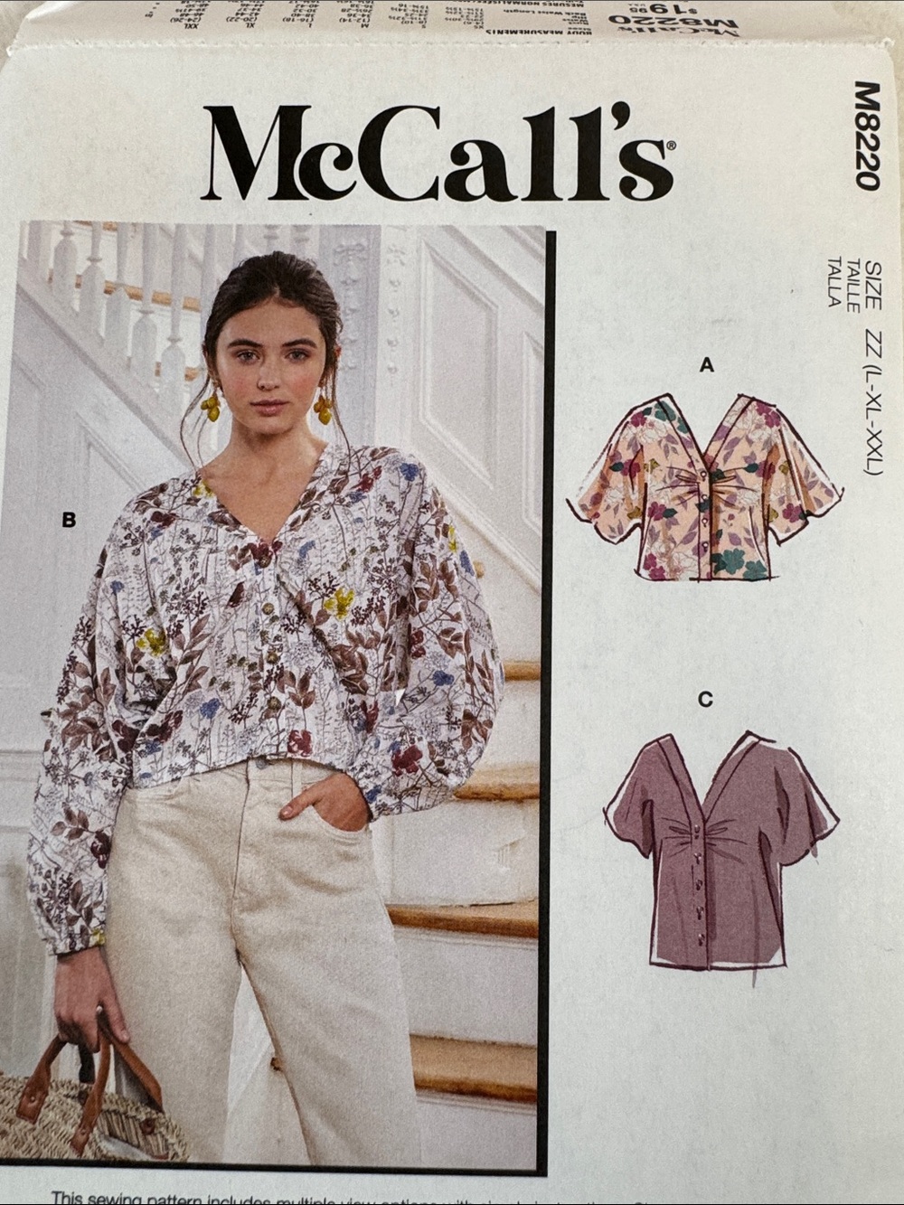 McCall’s‎ M8220 Blouse Top Sewing Pattern Uncut Size ZZ L through XXL